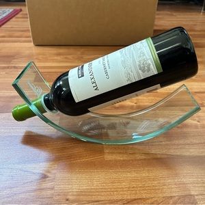 Glass arched Wine bottle stand with etched letter L